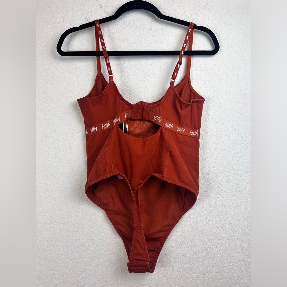 NWT: Yitty Spotlight Shaping Demi Cut Thong Bodysuit Shimmered Baddest Brown M - Picture 2 of 9